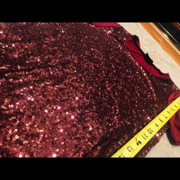 Red sequin long shirt / short dress - Picture 3 of 5
